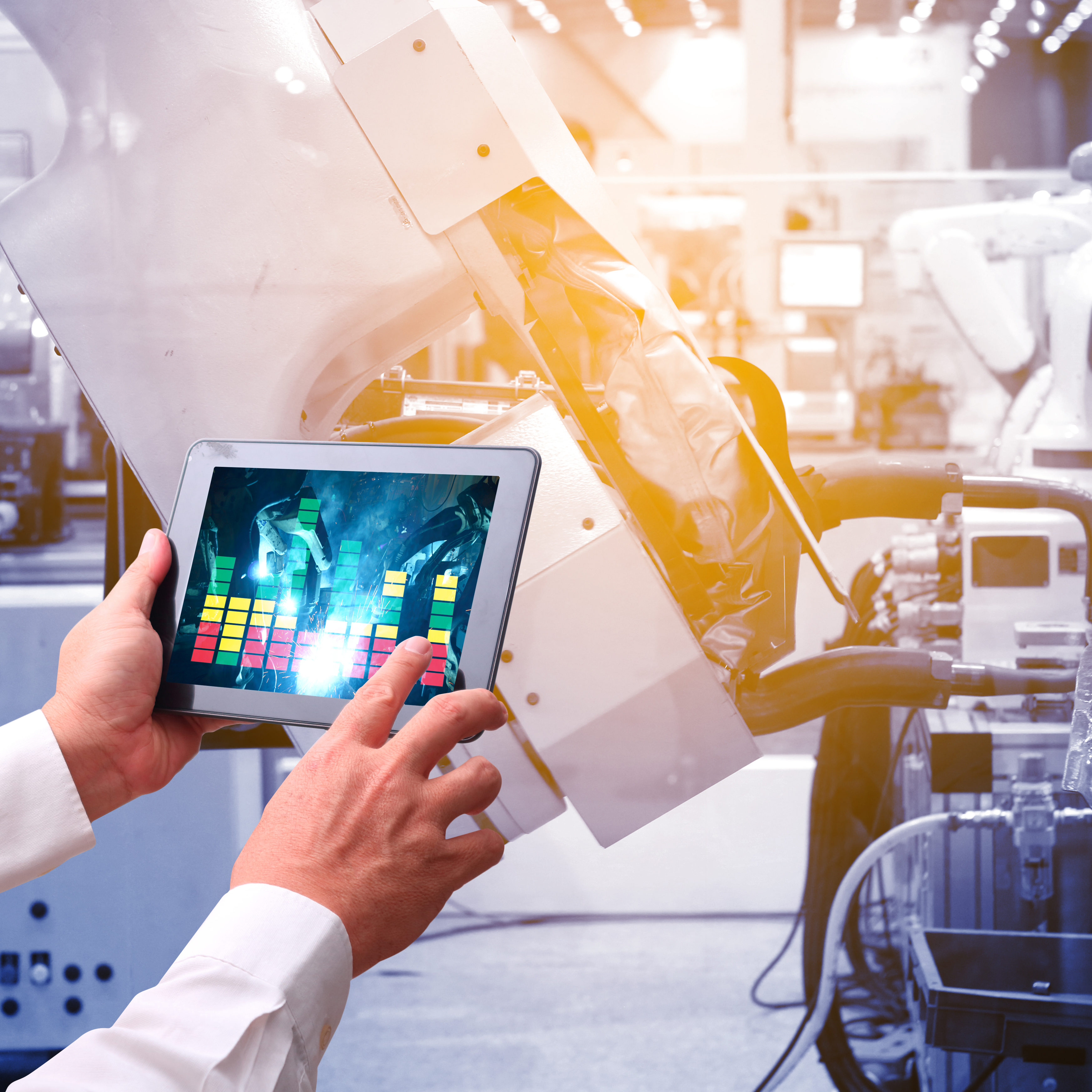 industry 4.0 concept Controler of robotic hand, industry 4.0 concept