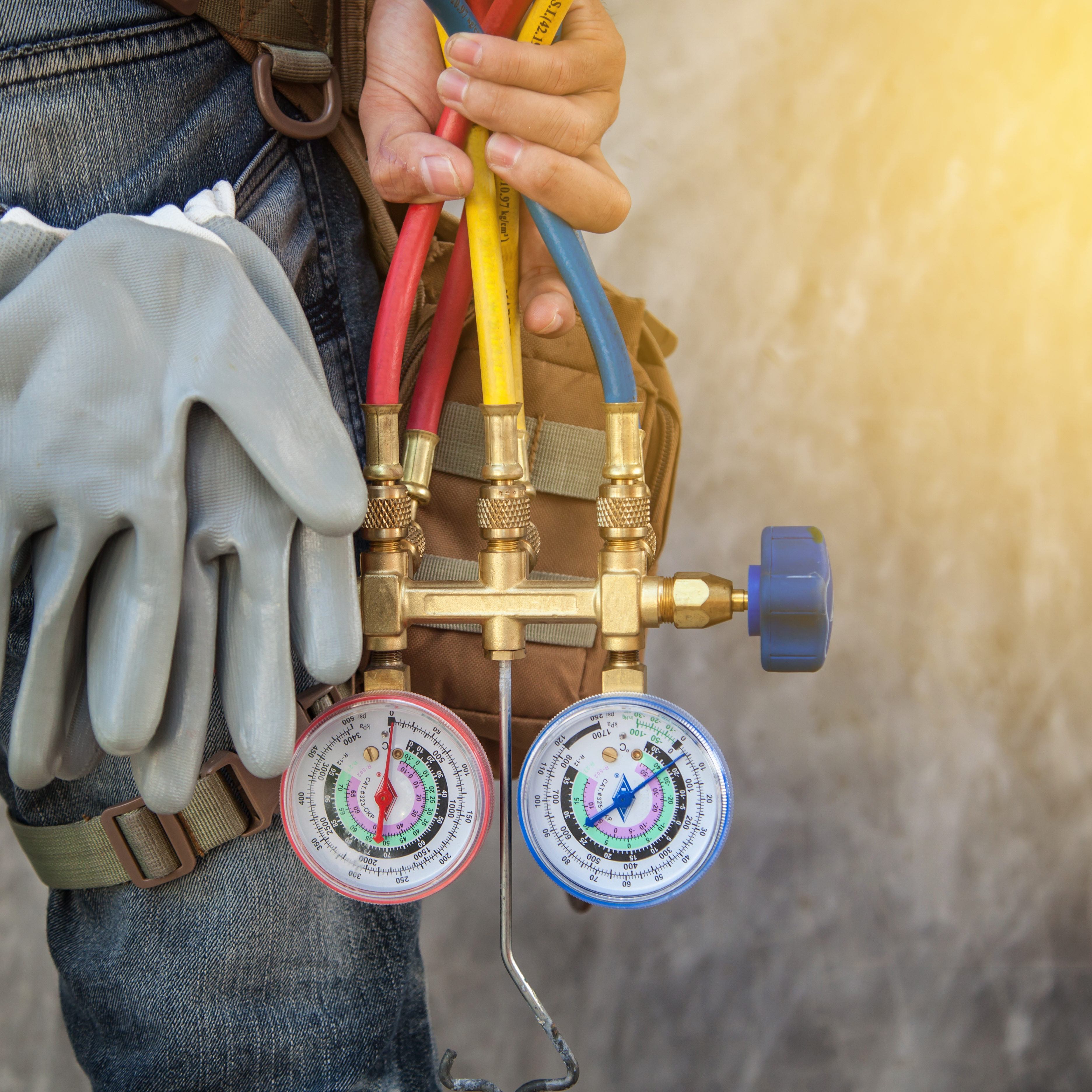 Air Conditioning Technician and A part of preparing to install new air conditioner.